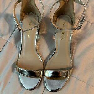 Heels Charm - Gold Strap sandals with block style 2” heel